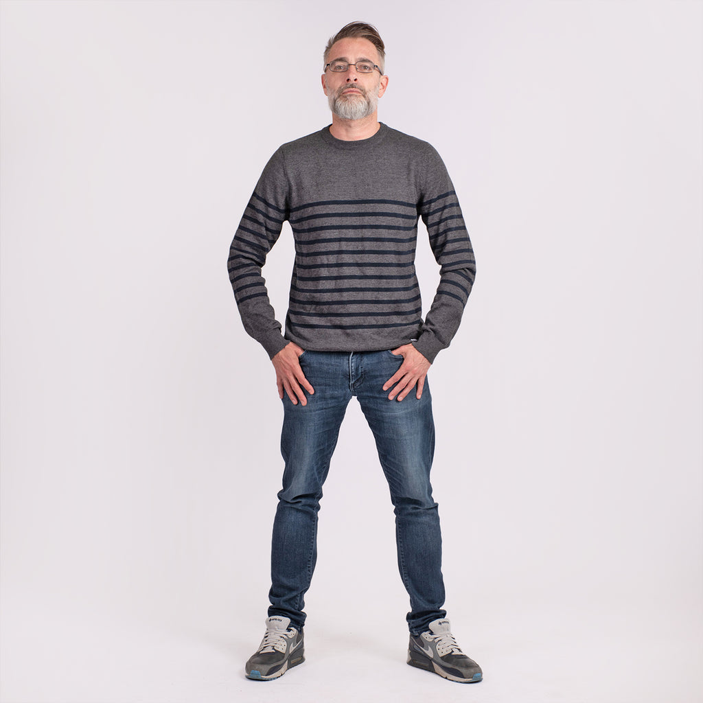 Cotton Woven Jumper (Size S) - Grey Navy_7812744
