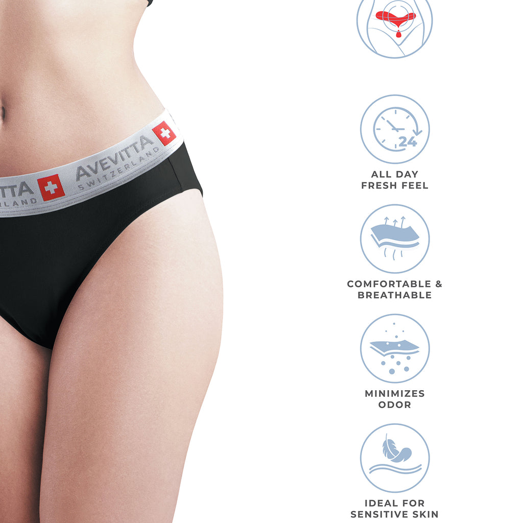 Sankom Avevitta Leakproof, Antibacterial Underwear for Women (Size 16-18) - Black & Grey_7815632_6