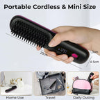 Beautech Portable Wireless LCD Straightener Brush (35W) - Black