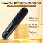 Beautech Portable Wireless LCD Straightener Brush (35W) - Black