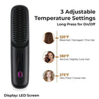 Beautech Portable Wireless LCD Straightener Brush (35W) - Black