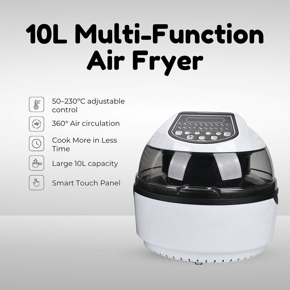 Homesmart Rotisserie Air Fryer 10 L -Roast, Crisp, Bake, Grill, Reheat - 50-230c - Dishwasher Safe