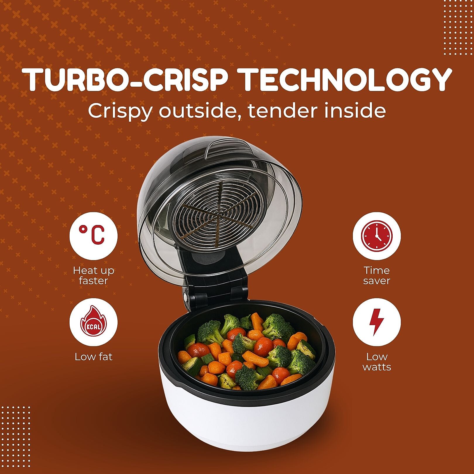 Homesmart Rotisserie Air Fryer 10 L -Roast, Crisp, Bake, Grill, Reheat - 50-230c - Dishwasher Safe
