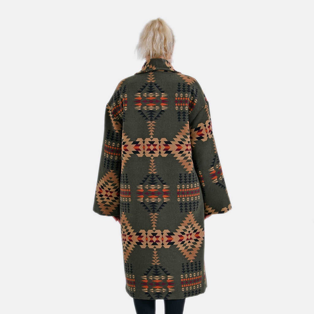 La Marey Tribute Pattern Longline Coat (Size 8 to 10) - Green_7818635_1