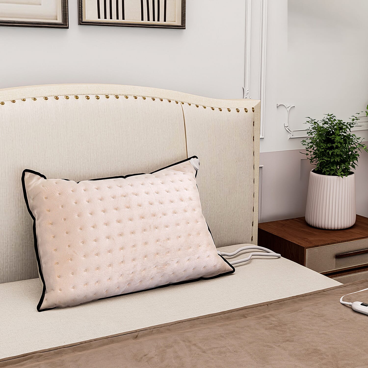 Super Cozy Electric Heated Cushion with Overheating Protection Power 100W (Size 60x40 cm) - White