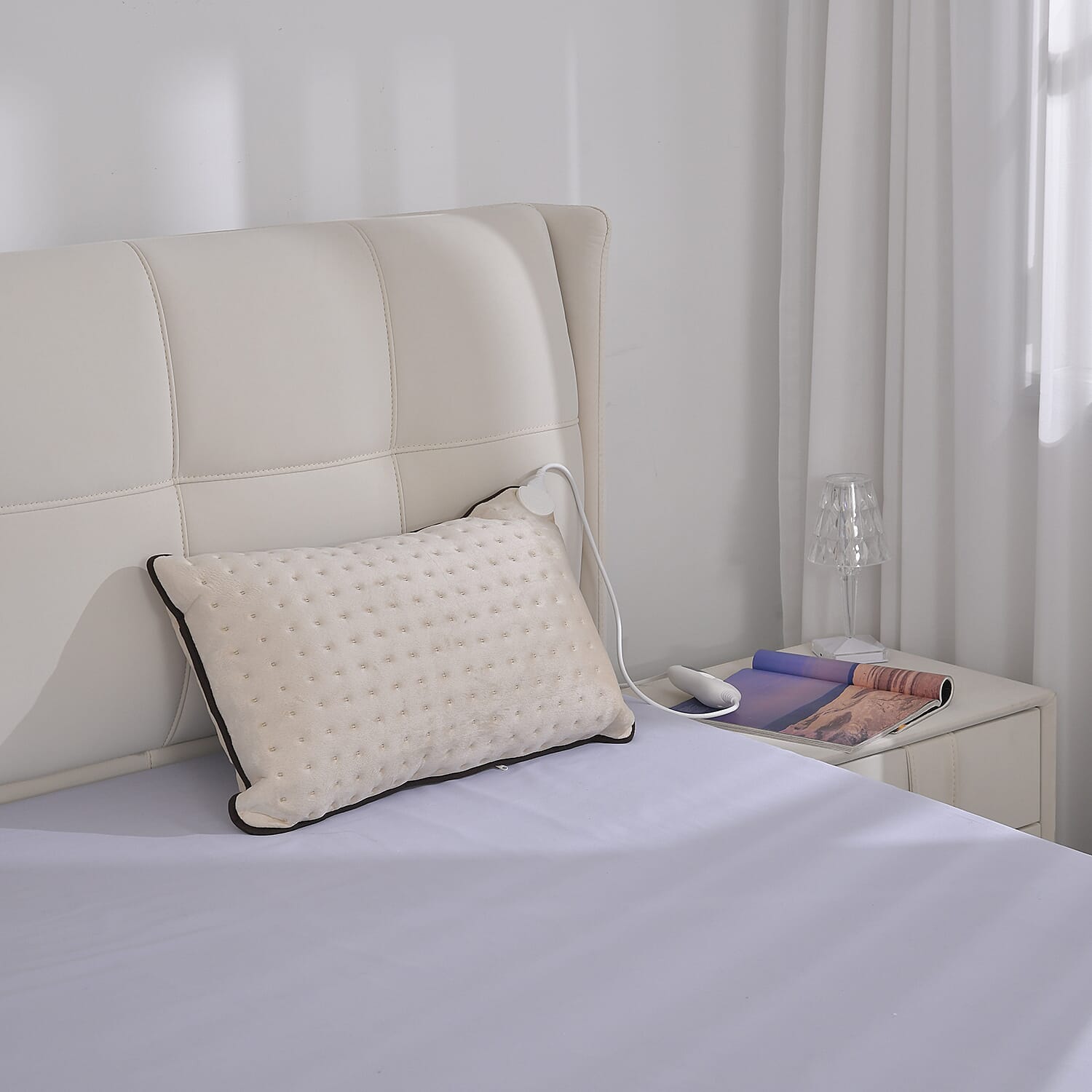 Super Cozy Electric Heated Cushion with Overheating Protection Power 100W (Size 60x40 cm) - White