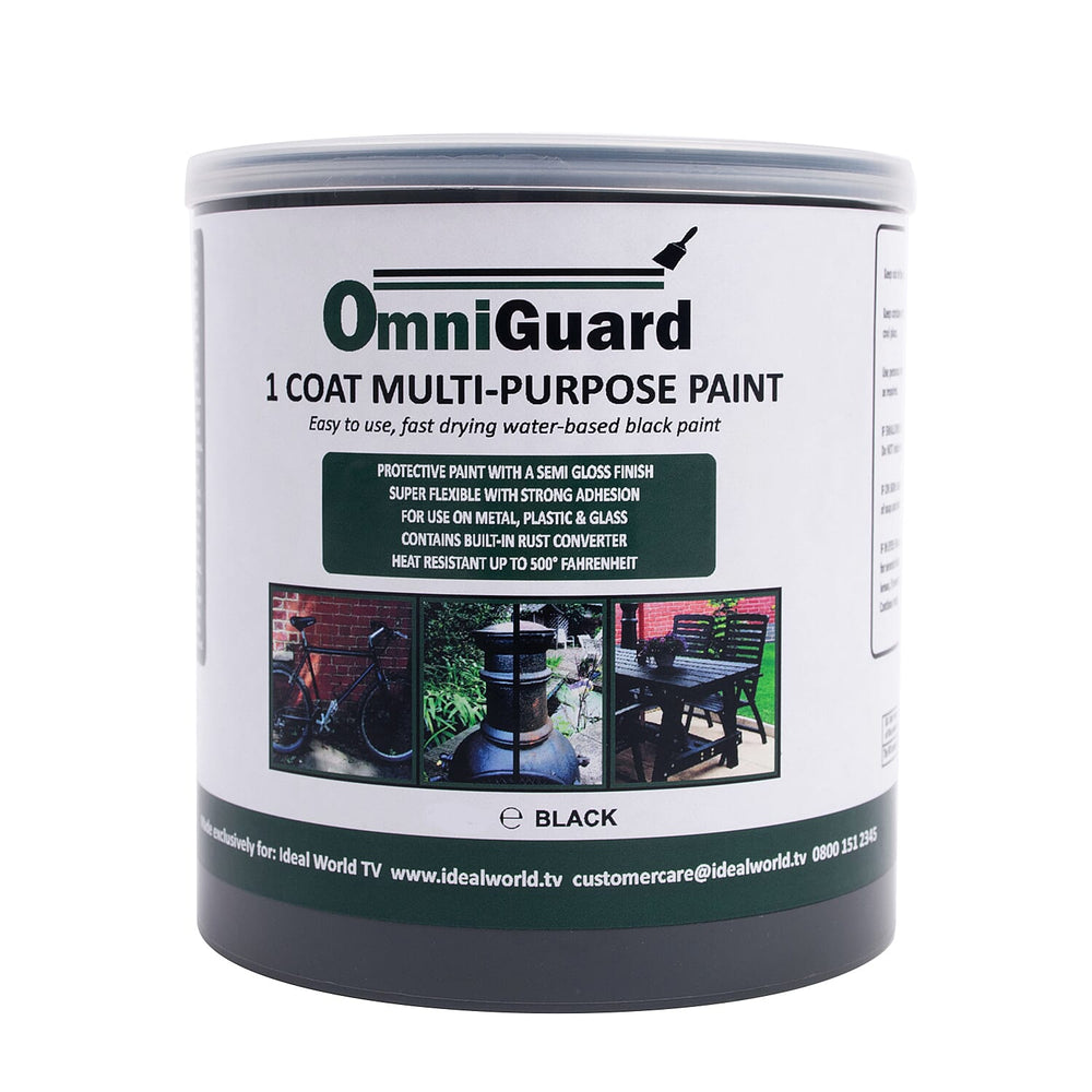 Omni Guard Water-based, Quick Drying - Low Odour Satin Finish Paint (1Lt) - Black