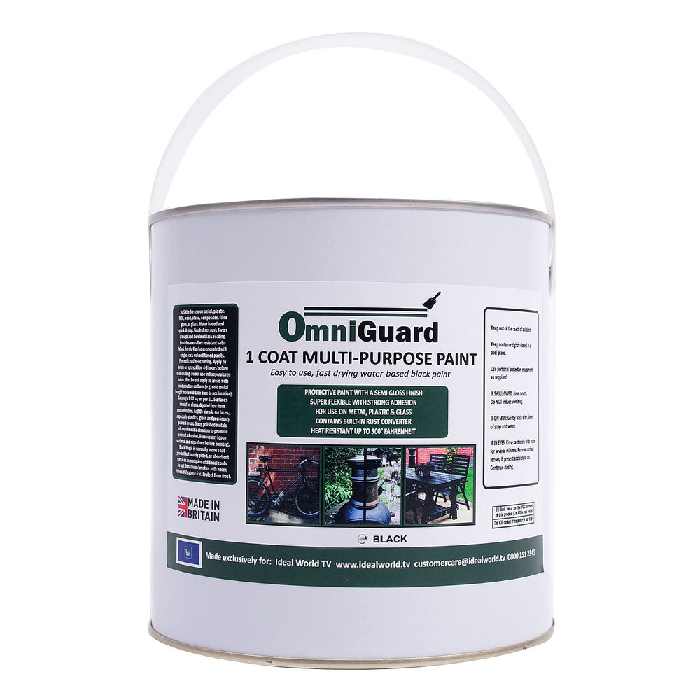 Omni Guard Water-based, Quick Drying - Low Odour Satin Finish Paint (2.5Lt) - Black