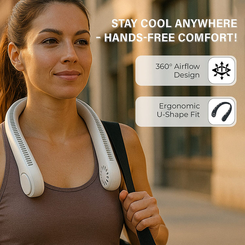Cooling Neck Fan - USB Rechargeable Portable - White