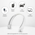Cooling Neck Fan - USB Rechargeable Portable - White