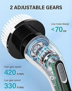 7-in-1 Rechargeable Power Cleaning Brush - Bathrooms, Showers, Kitchens, Cars, Stainless Steel, Glass - White
