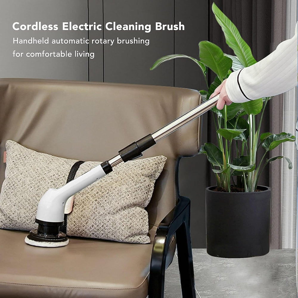 7-in-1 Rechargeable Power Cleaning Brush - Bathrooms, Showers, Kitchens, Cars, Stainless Steel, Glass - White