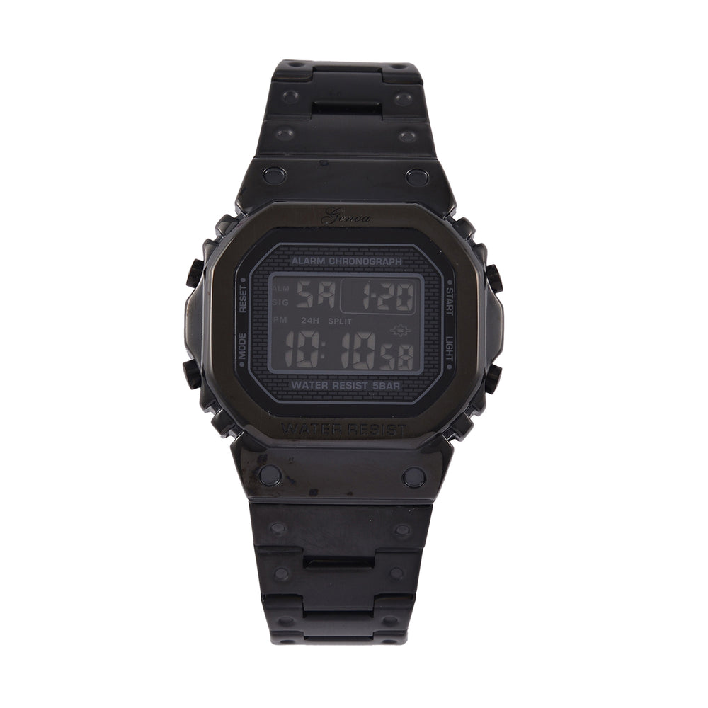 GENOA TIME V2 Japanese Movt. 5ATM Water Resistant Black Multifunctional LED Dial Watch with Stainless Steel Strap_7824471