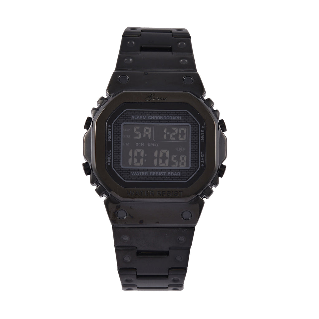 GENOA TIME V2 Japanese Movt. 5ATM Water Resistant Black Multifunctional LED Dial Watch with Stainless Steel Strap_7824471
