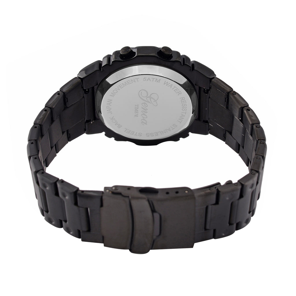 GENOA TIME V2 Japanese Movt. 5ATM Water Resistant Black Multifunctional LED Dial Watch with Stainless Steel Strap_7824471_5
