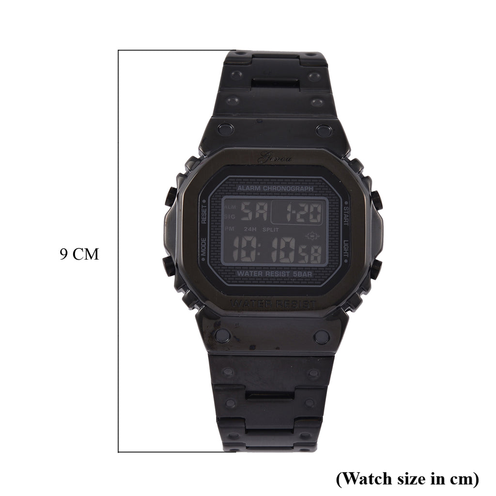 GENOA TIME V2 Japanese Movt. 5ATM Water Resistant Black Multifunctional LED Dial Watch with Stainless Steel Strap_7824471_6