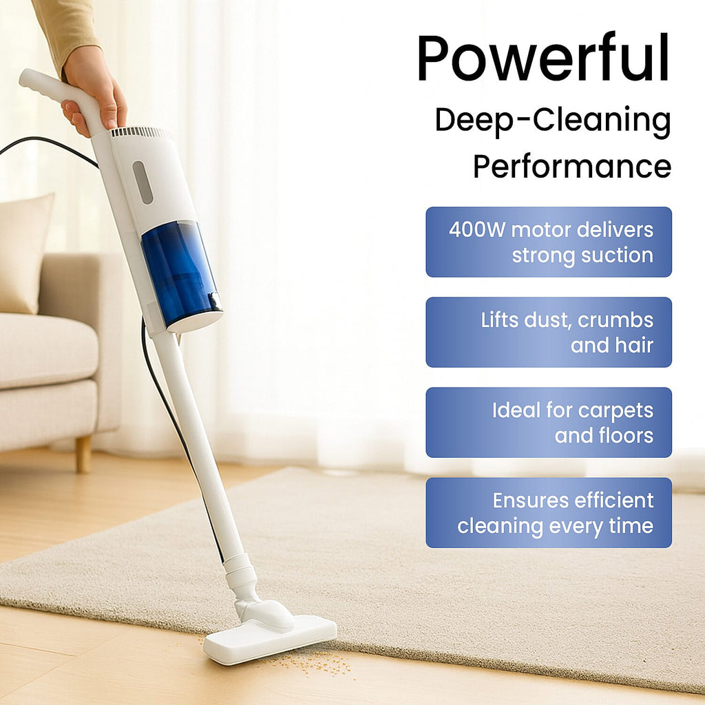 Handheld Vacuum Cleaner with Dust  Tank Storage Capacity and HEPA Filter (400W) - White