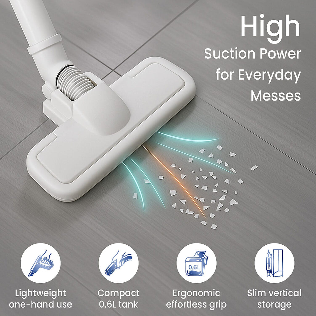 Handheld Vacuum Cleaner with Dust  Tank Storage Capacity and HEPA Filter (400W) - White