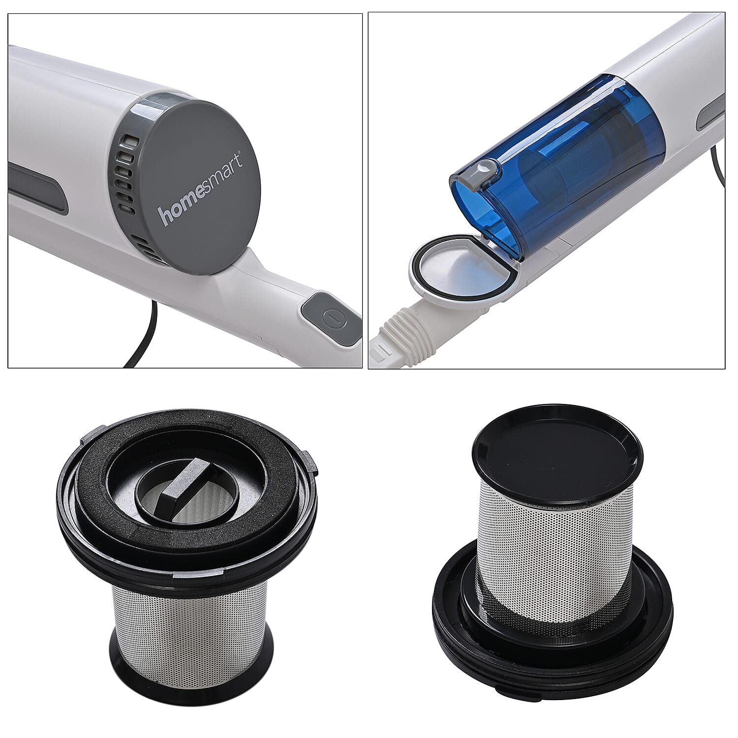 Handheld Vacuum Cleaner with Dust  Tank Storage Capacity and HEPA Filter (400W) - White