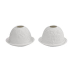 Set of 2 Snowmen Pattern Porcelain Candle Holder With LED Light - White