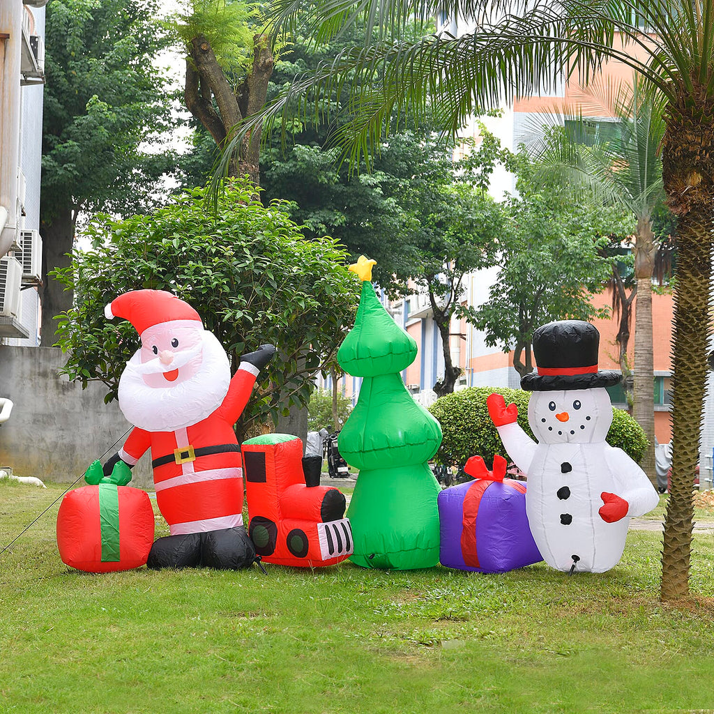 Christmas Inflatable Outdoor Decoration with LED Light featuring Santa Claus with Snowman