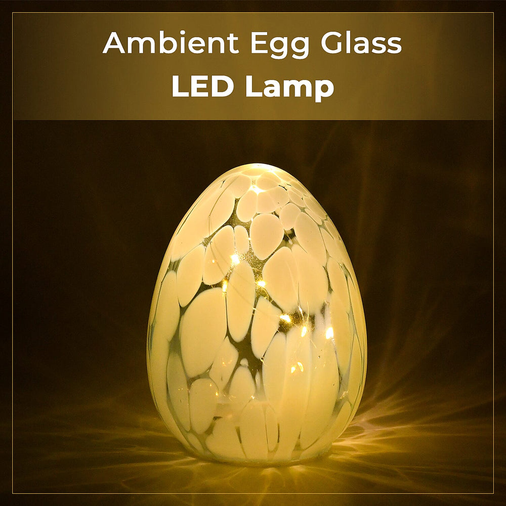 Ambient Egg Glass LED Lamp with String Lights (3xAAA Battery not inc.) - Light Blue