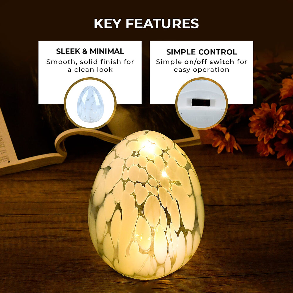 Ambient Egg Glass LED Lamp with String Lights (3xAAA Battery not inc.) - Light Blue