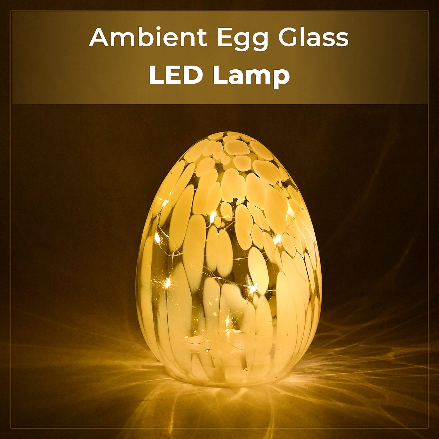 Ambient Egg Glass LED Lamp with String Lights (3xAAA Battery not inc.) - Light Green