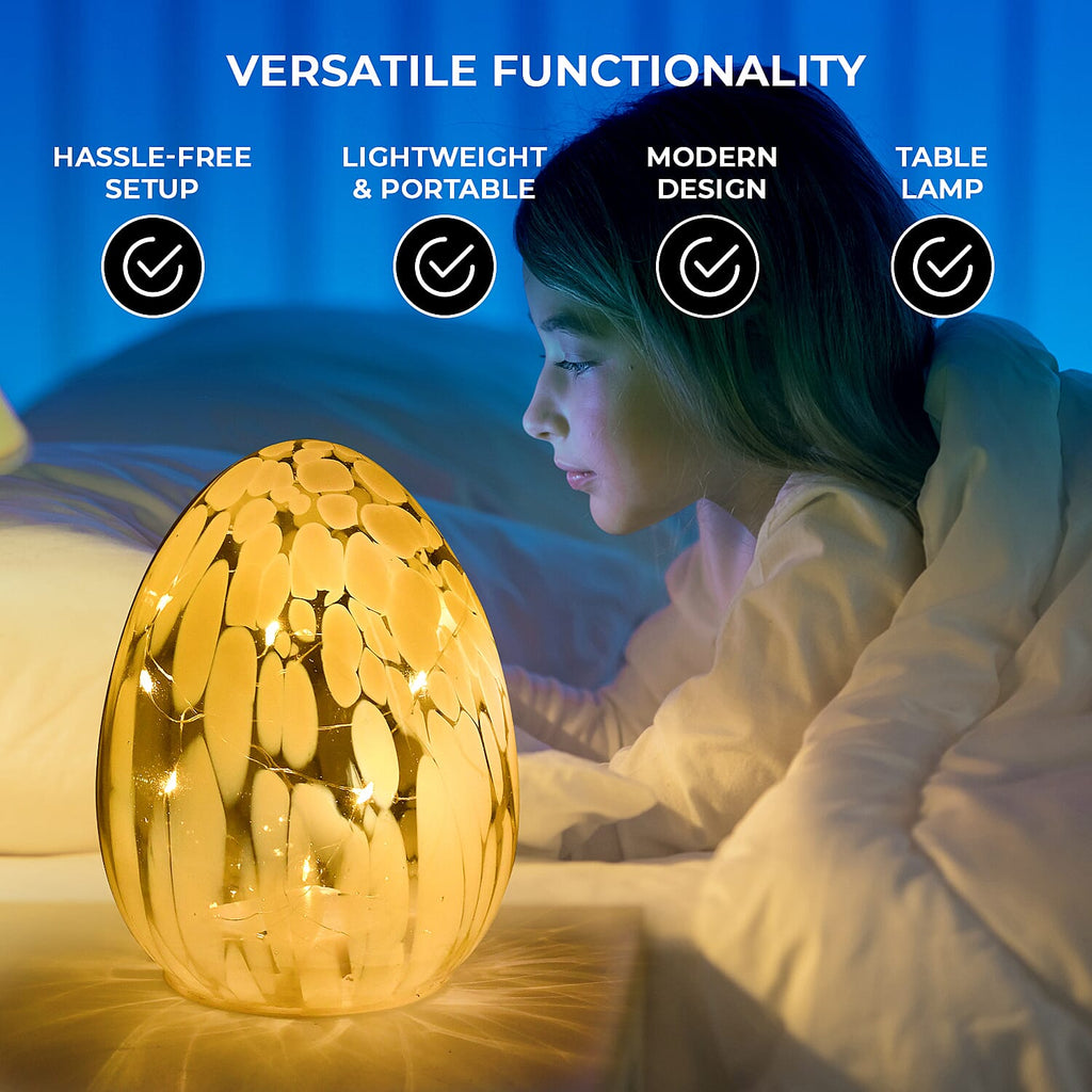 Ambient Egg Glass LED Lamp with String Lights (3xAAA Battery not inc.) - Light Green