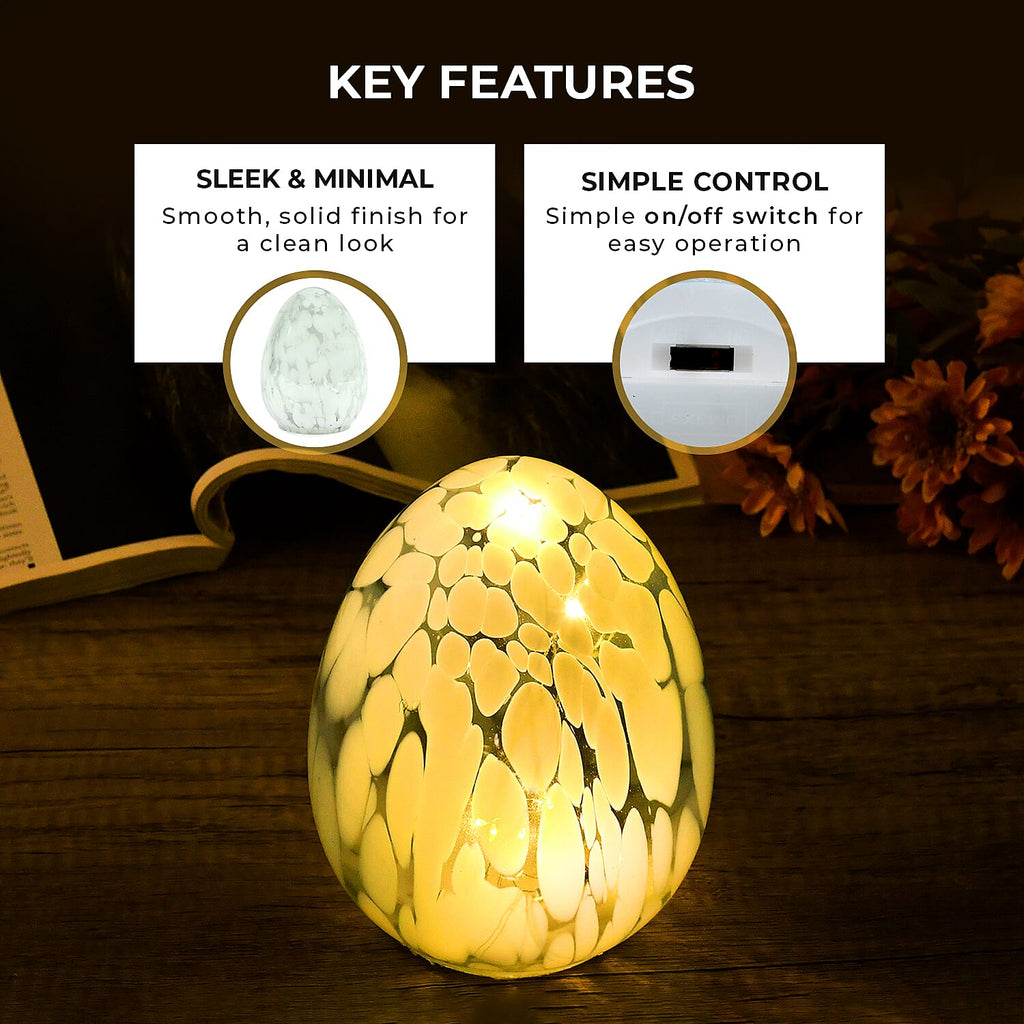 Ambient Egg Glass LED Lamp with String Lights (3xAAA Battery not inc.) - Light Green