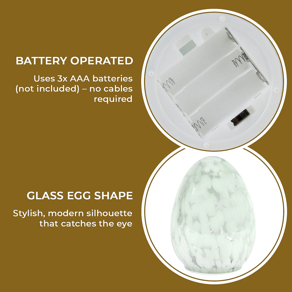 Ambient Egg Glass LED Lamp with String Lights (3xAAA Battery not inc.) - Light Green
