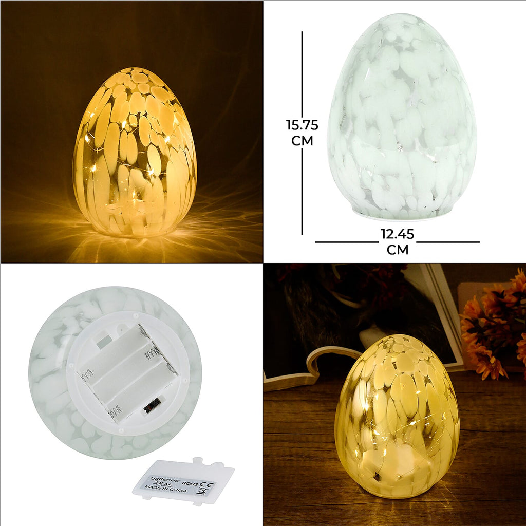 Ambient Egg Glass LED Lamp with String Lights (3xAAA Battery not inc.) - Light Green