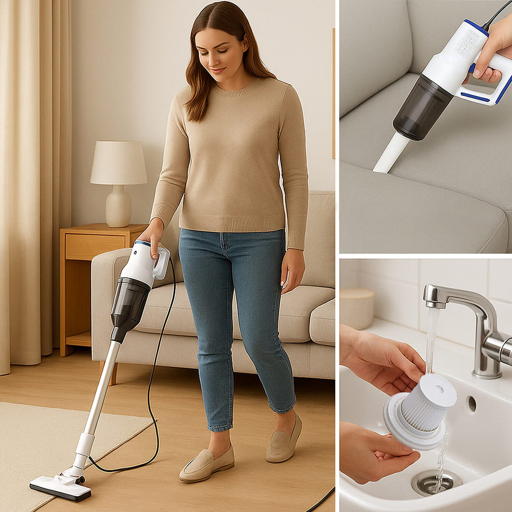 Homesmart Handheld and Floor Vacuum Cleaner - 400W Poweful Suction, Lightweight, Low Noise, 800ml Tank Capacity with Hepa Filter, 4M Long Cord Length - Blue