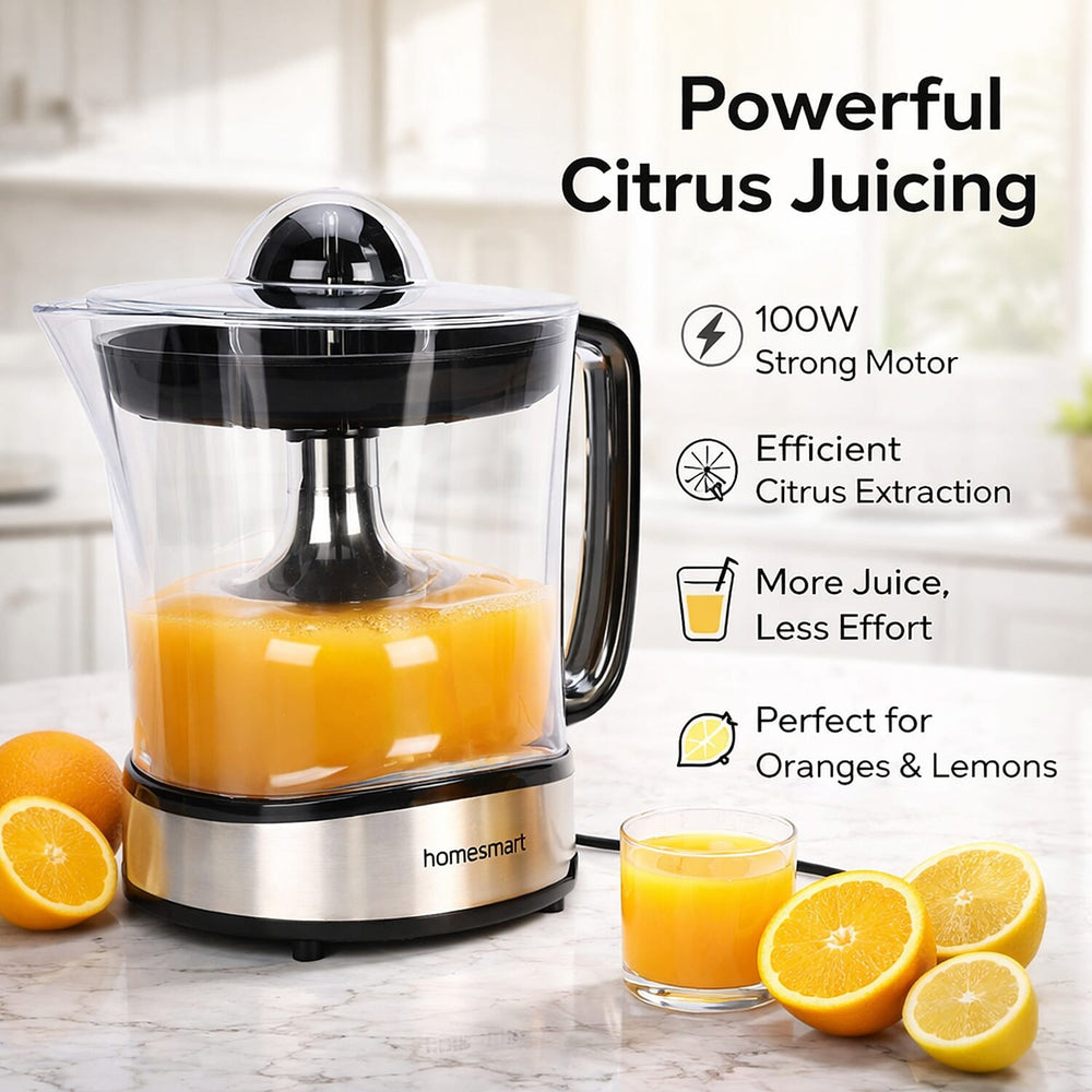 Homesmart Electric Juicer - 2 Squeezers, Pulp Filter, Large Jug, Anti Slip Feet