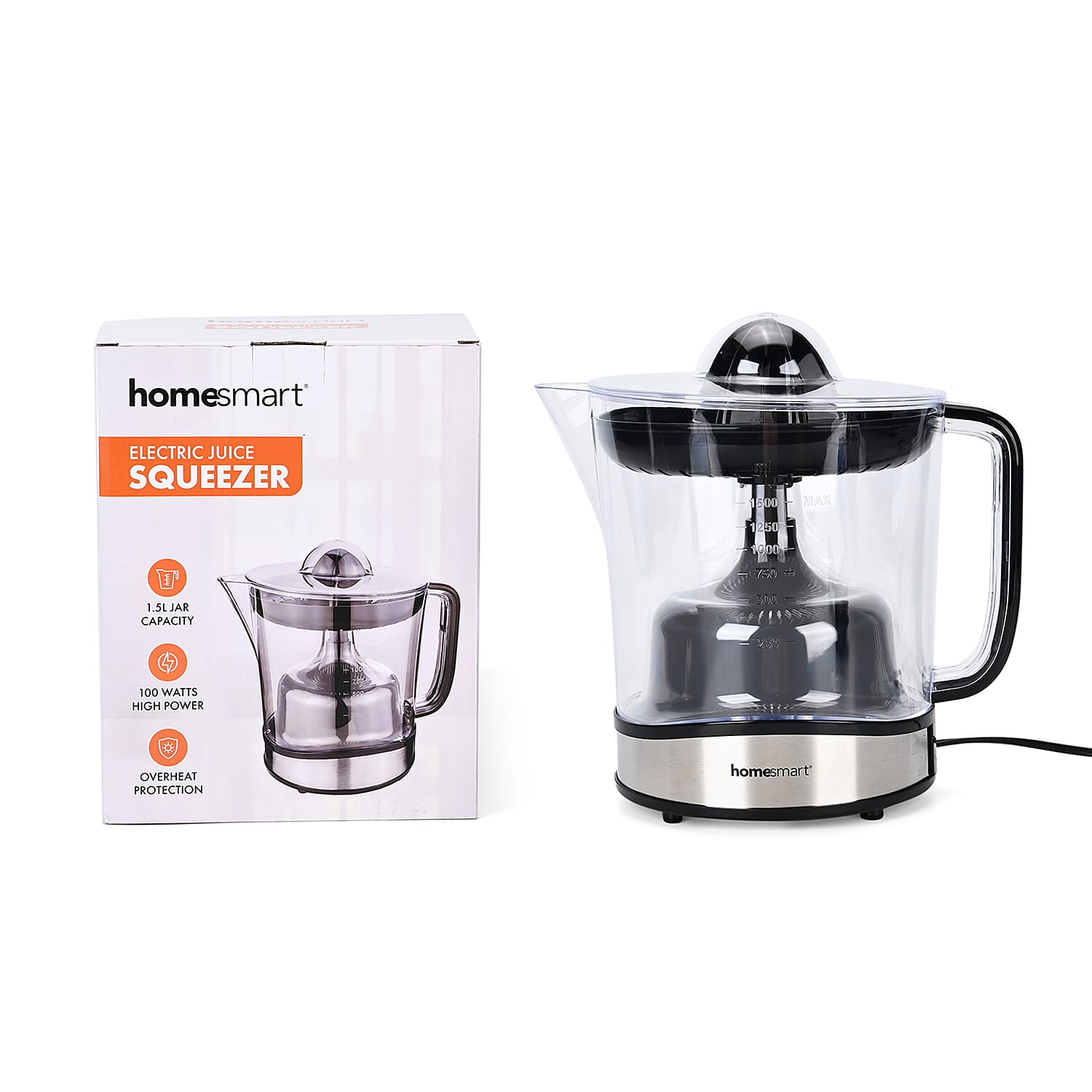 Homesmart Electric Juicer - 2 Squeezers, Pulp Filter, Large Jug, Anti Slip Feet