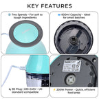 Electric Food Processor and Blender 600ml - Turquoise