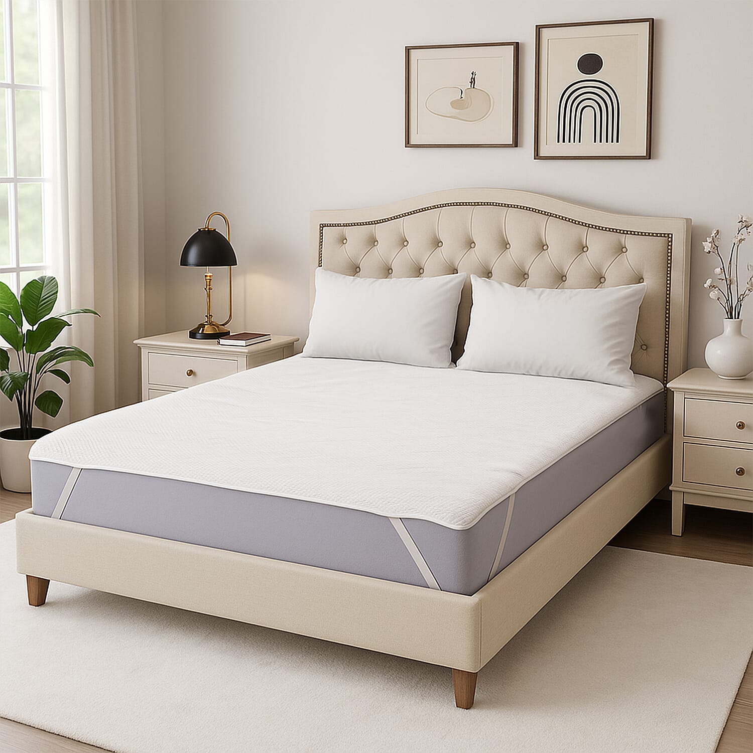 Memory Topper with Bamboo Fiber Cover (Size King, 200x150 cm) - White
