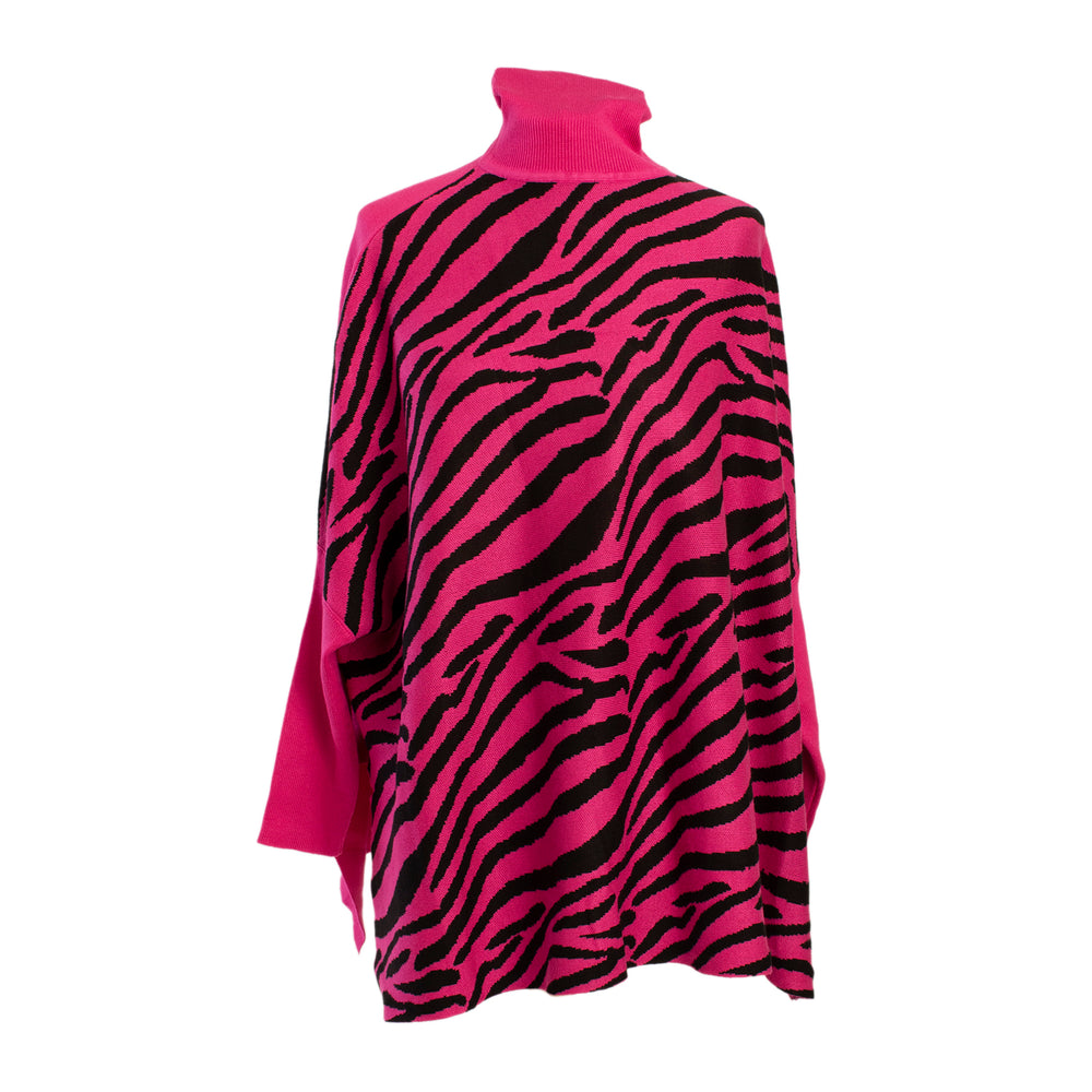 Wild Flower Viscose Zebra Pattern Jumper (Size 18 to 22) - Pink & Black_7839223