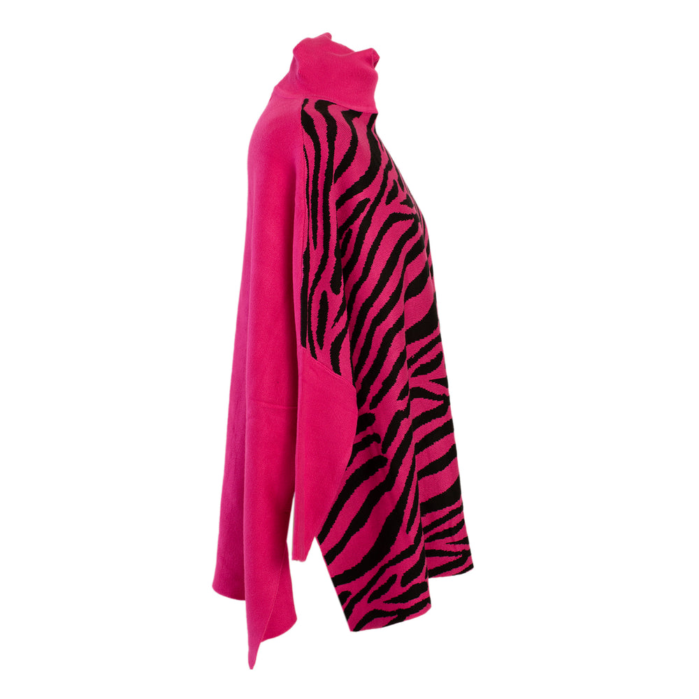 Wild Flower Viscose Zebra Pattern Jumper (Size 18 to 22) - Pink & Black_7839223_3