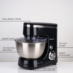 Multifunctional Electric Stand Mixer with 3 Attachments (4.5L stainless steel bowl , Power 800W) - Black