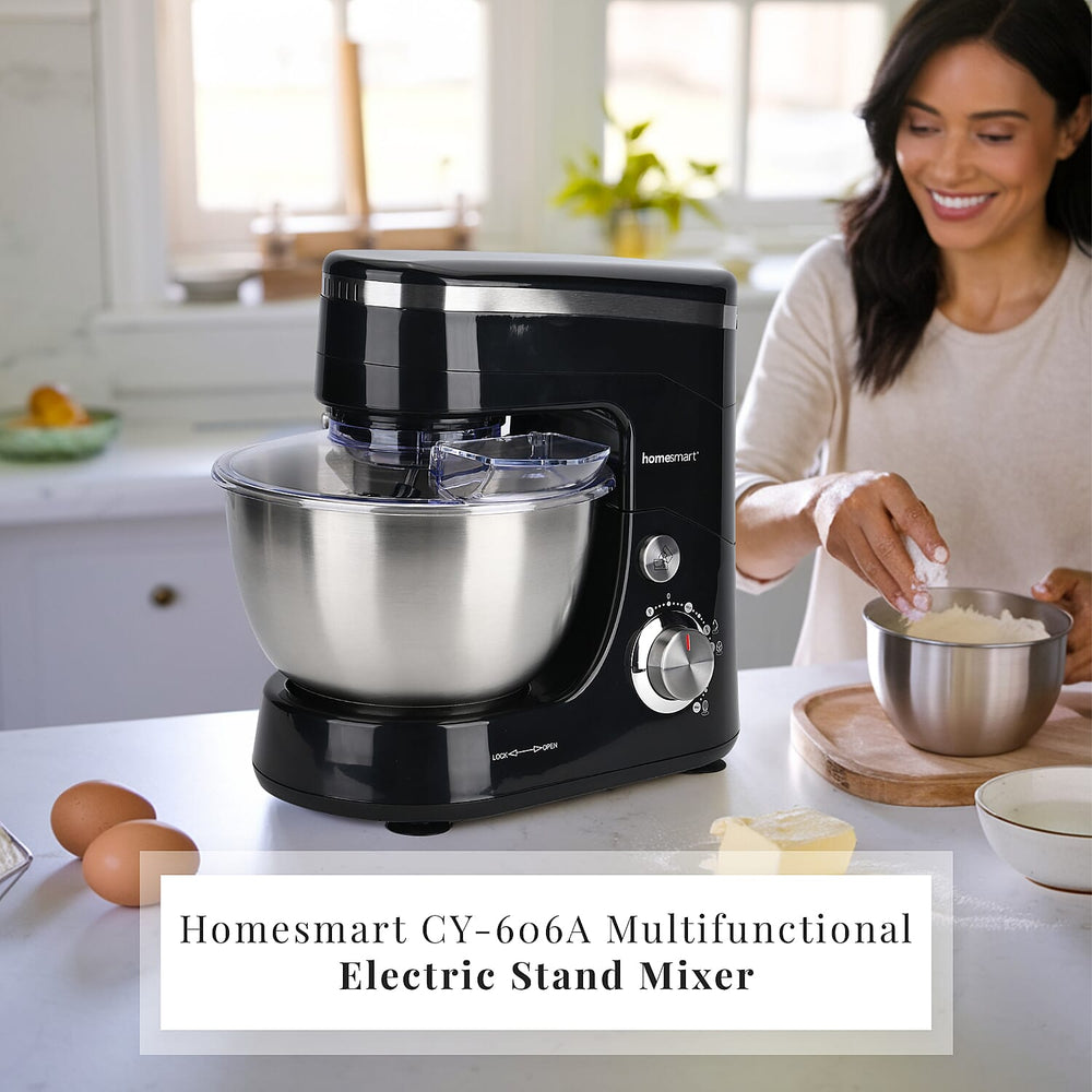 Multifunctional Electric Stand Mixer with 3 Attachments (4.5L stainless steel bowl , Power 800W) - Black