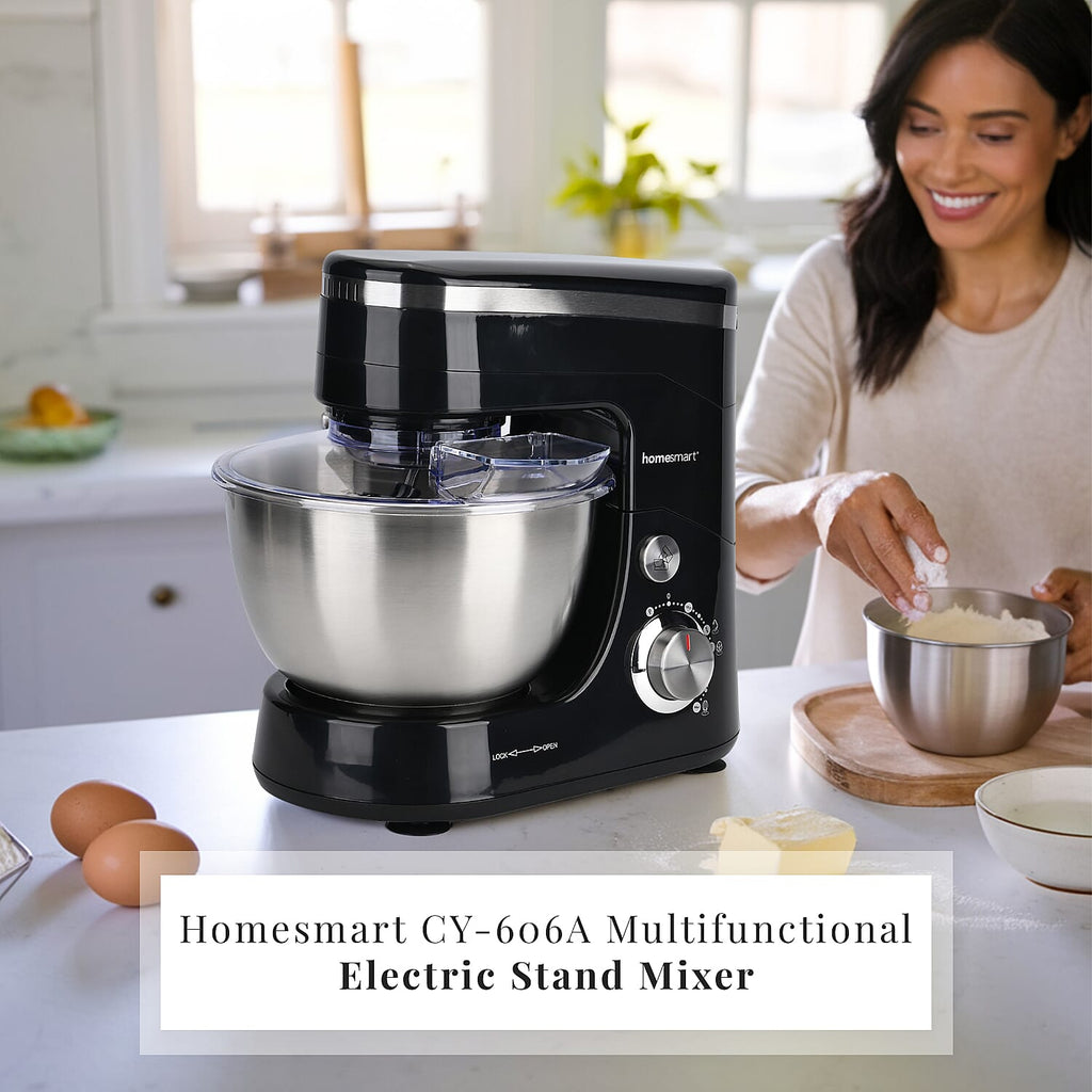 Multifunctional Electric Stand Mixer with 3 Attachments (4.5L stainless steel bowl , Power 800W) - Black