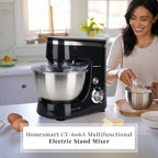 Multifunctional Electric Stand Mixer with 3 Attachments (4.5L stainless steel bowl , Power 800W) - Black
