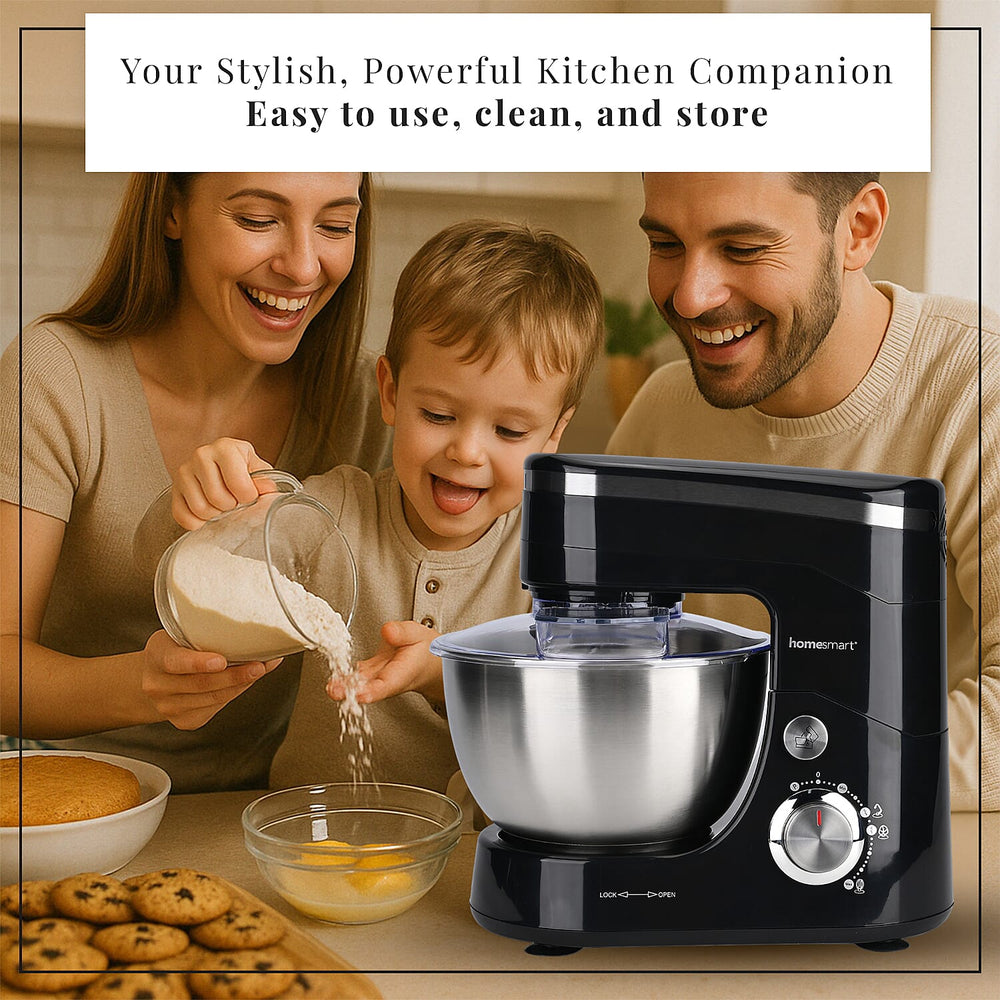 Multifunctional Electric Stand Mixer with 3 Attachments (4.5L stainless steel bowl , Power 800W) - Black