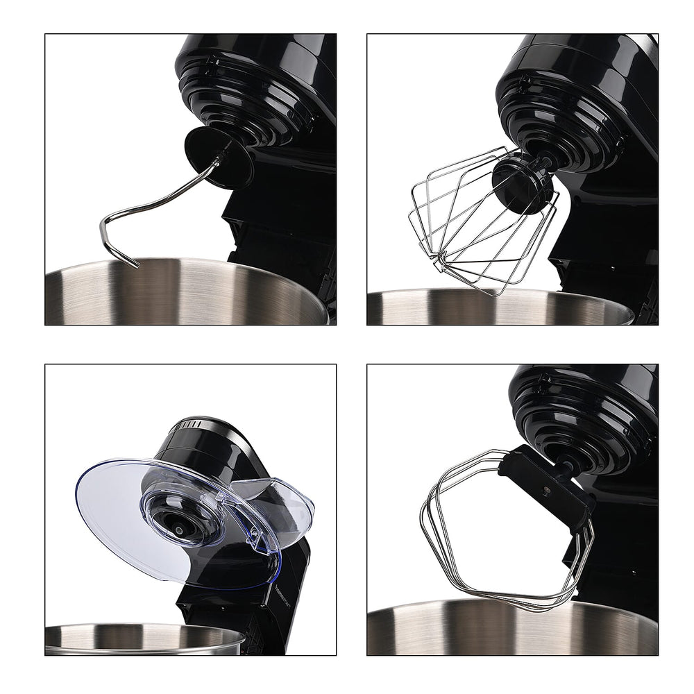 Multifunctional Electric Stand Mixer with 3 Attachments (4.5L stainless steel bowl , Power 800W) - Black