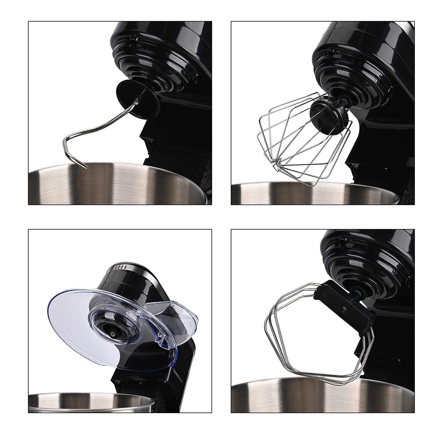 Multifunctional Electric Stand Mixer with 3 Attachments (4.5L stainless steel bowl , Power 800W) - Black