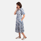MITZY 100% Viscose Floral Dobby Spot Dress (Size 12) - Blue_7843237_1