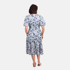 MITZY 100% Viscose Floral Dobby Spot Dress (Size 12) - Blue_7843237_2