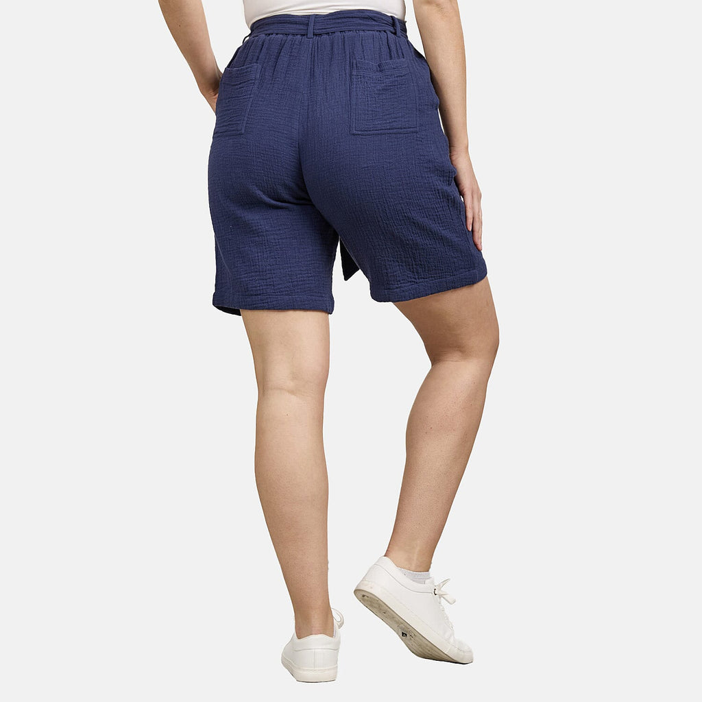 Mudflower Cotton Woven Short (Size 1x1 cm) - Navy