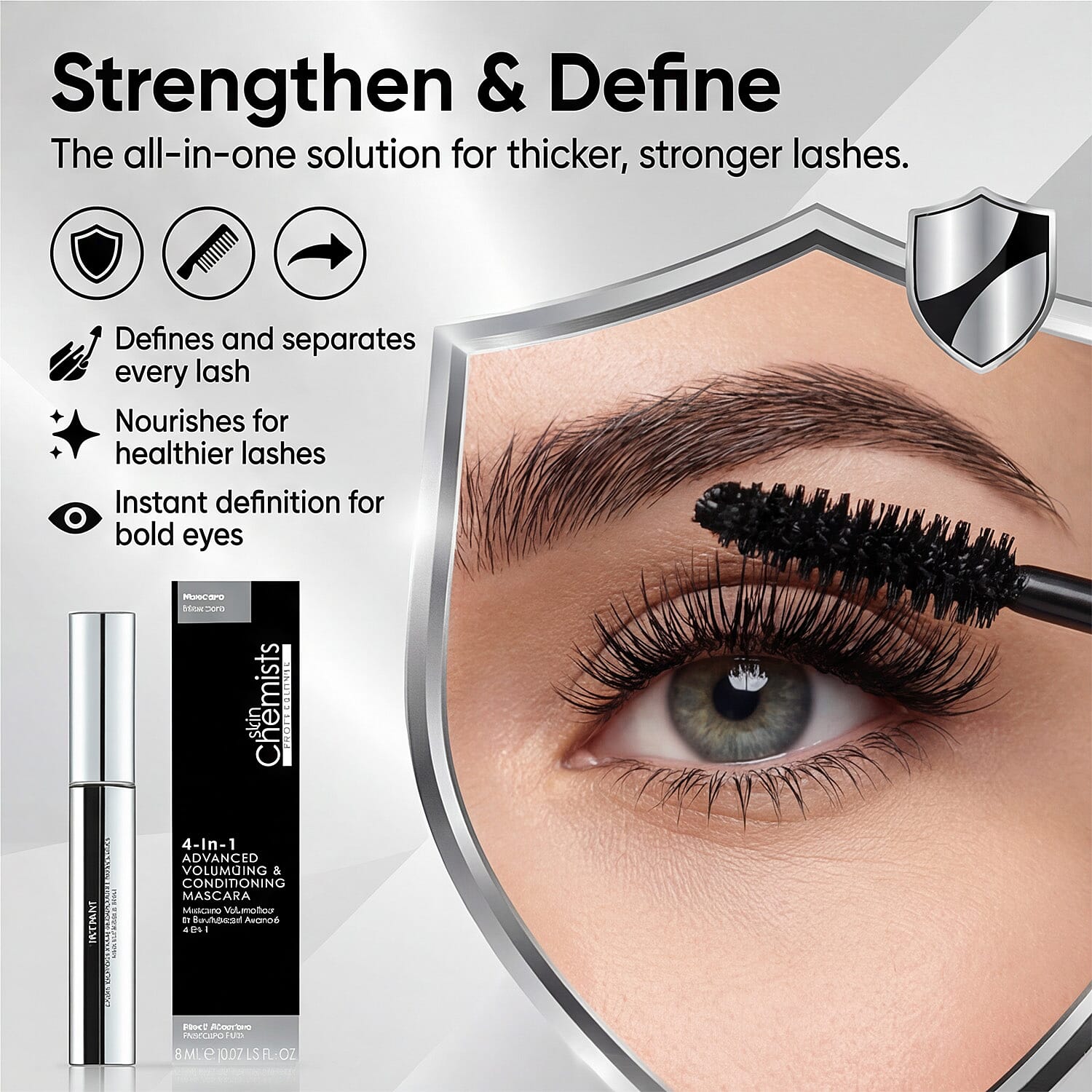 SkinChemists Advanced 4-in-1 Volumizing and Conditioning Mascara - 8ml